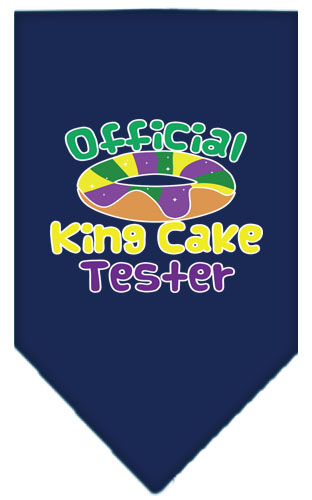 King Cake Taster Screen Print Mardi Gras Bandana Navy Blue large
